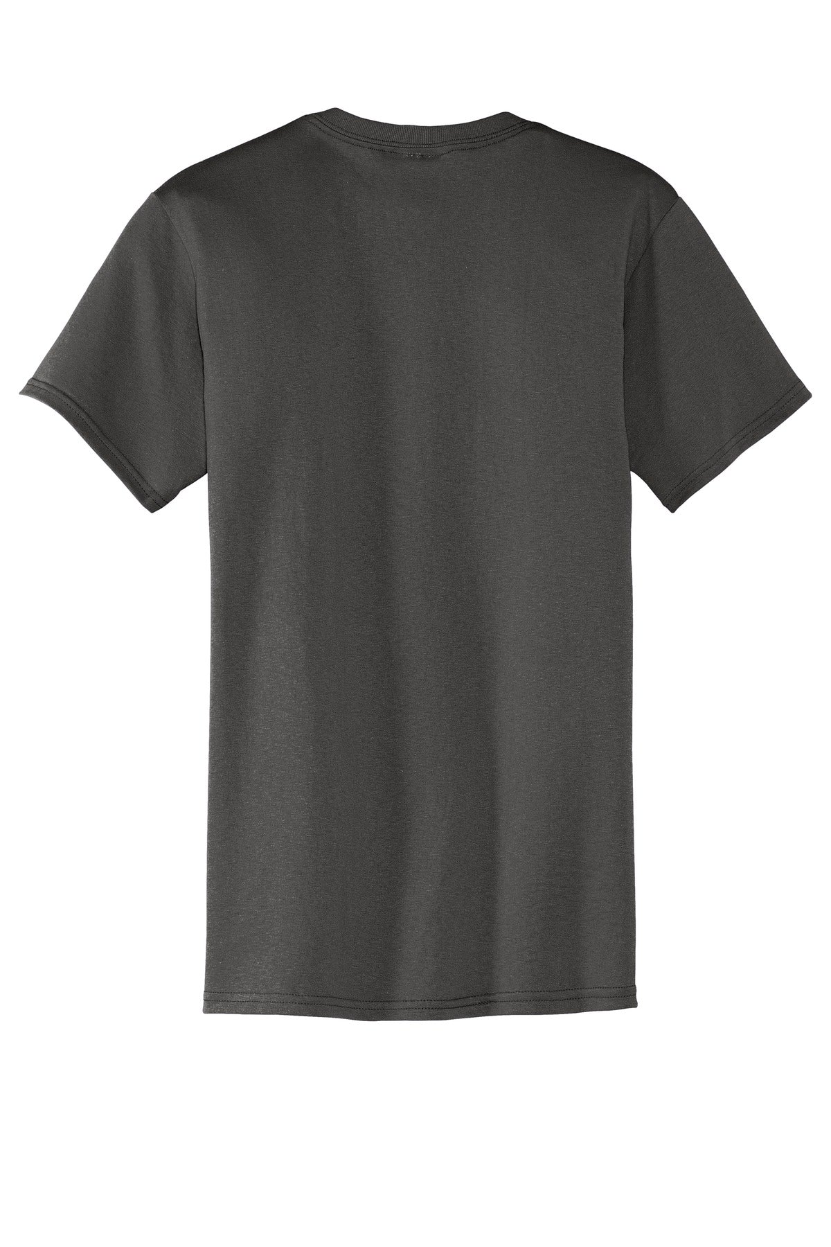 Rear View of Charcoal Port & Co Core Blend Pocket Tee. PC55P