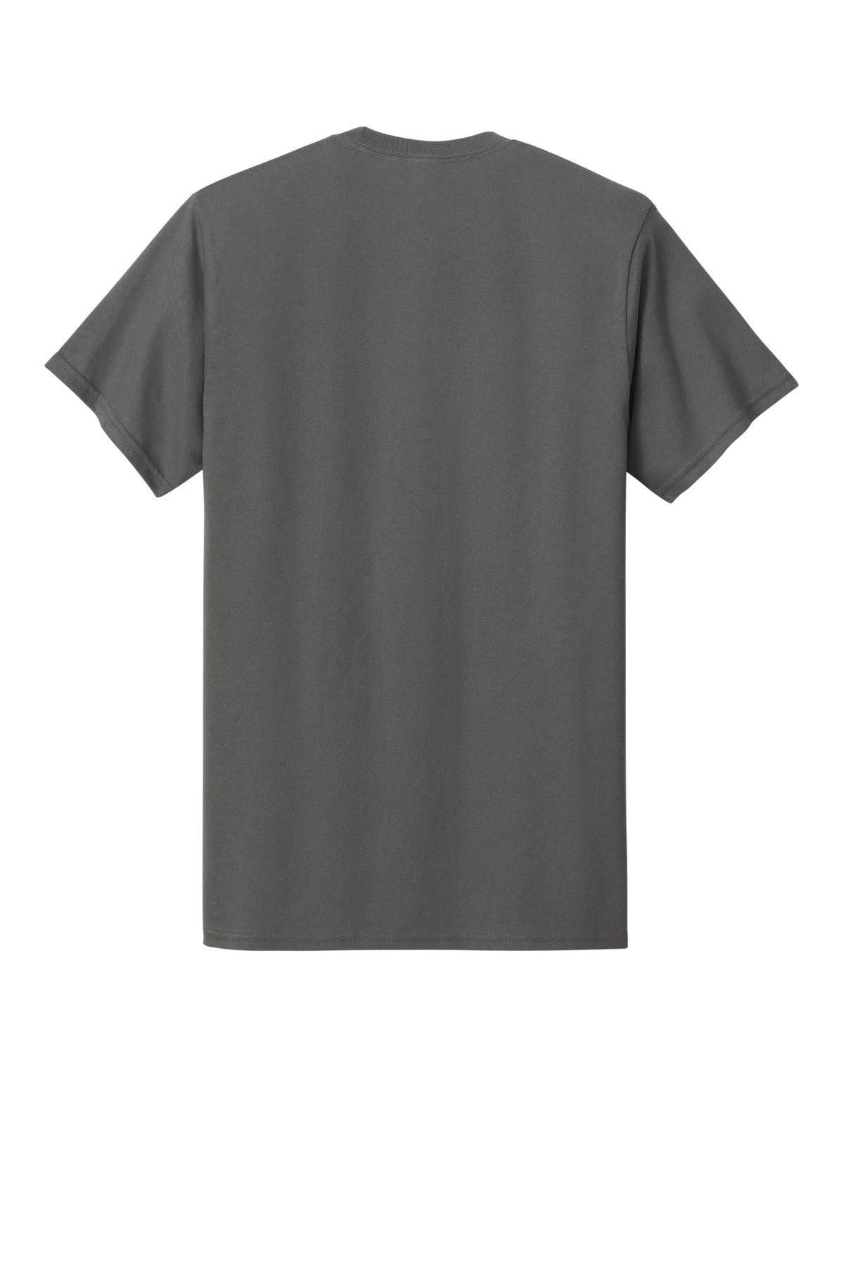 Rear View of Charcoal Port & Co Core Cotton Pocket Tee. PC54P