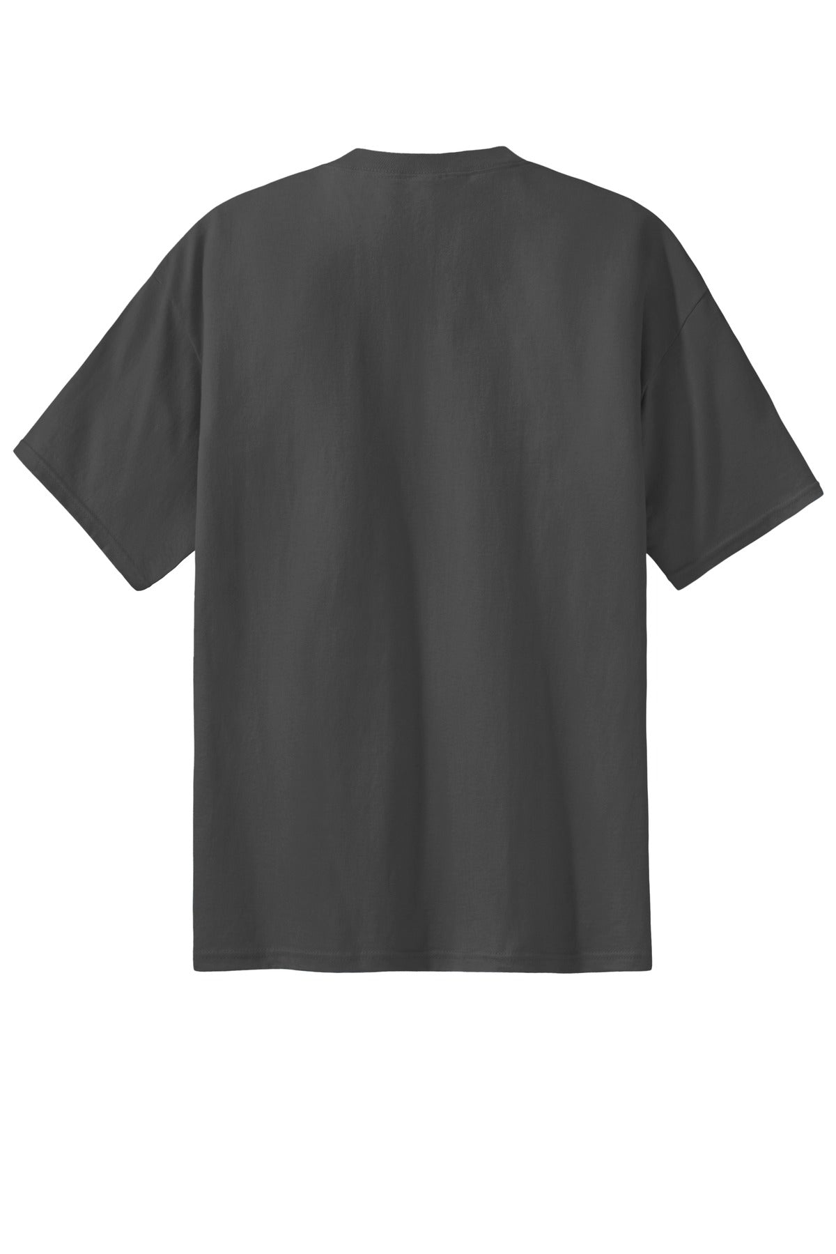 Rear View of Charcoal Port & Co Essential Tee. PC61