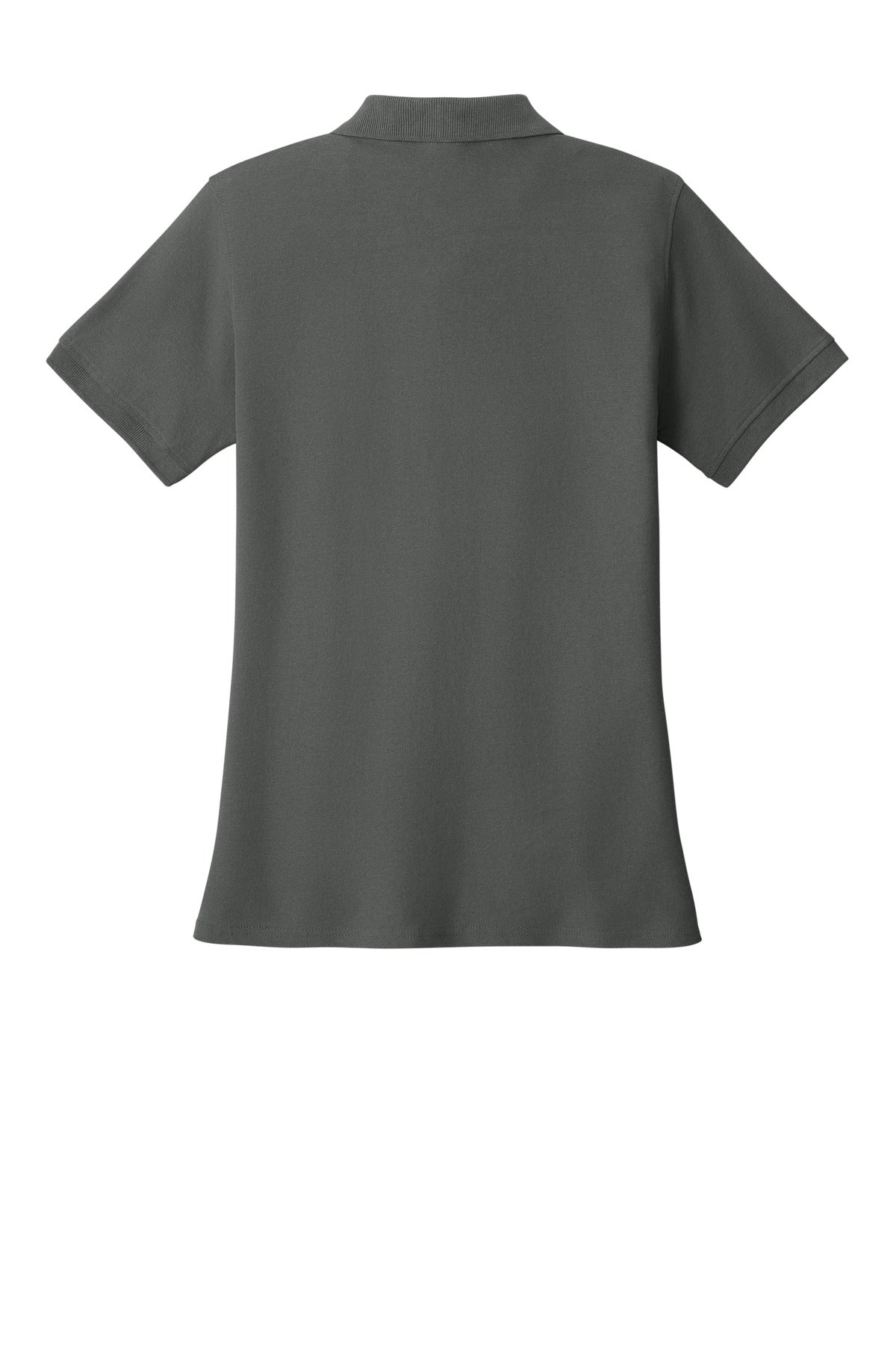Rear View of Charcoal Port & Co Women's Core Blend Pique Polo. LKP155