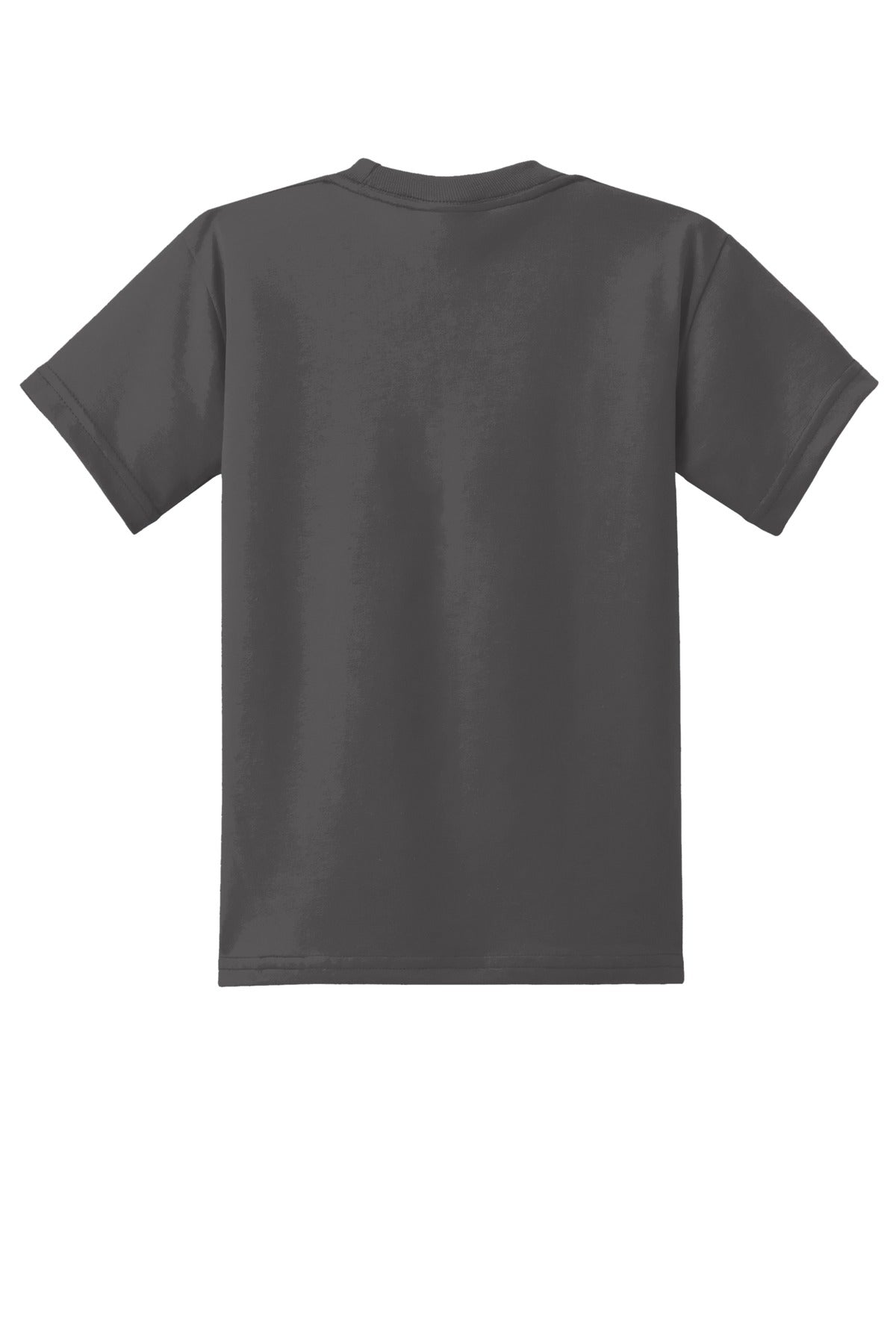 Rear View of Charcoal Port & Co Youth Core Blend Tee. PC55Y