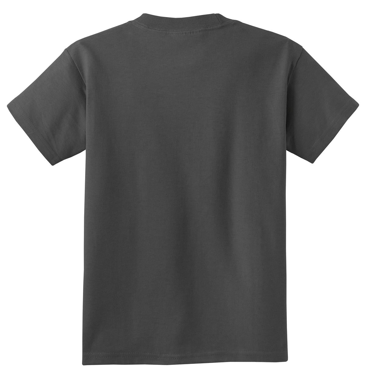 Rear View of Charcoal Port & Co Youth Core Cotton Tee. PC54Y