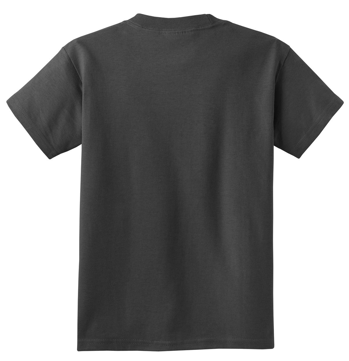 Rear View of Charcoal Port & Co Youth Essential Tee. PC61Y