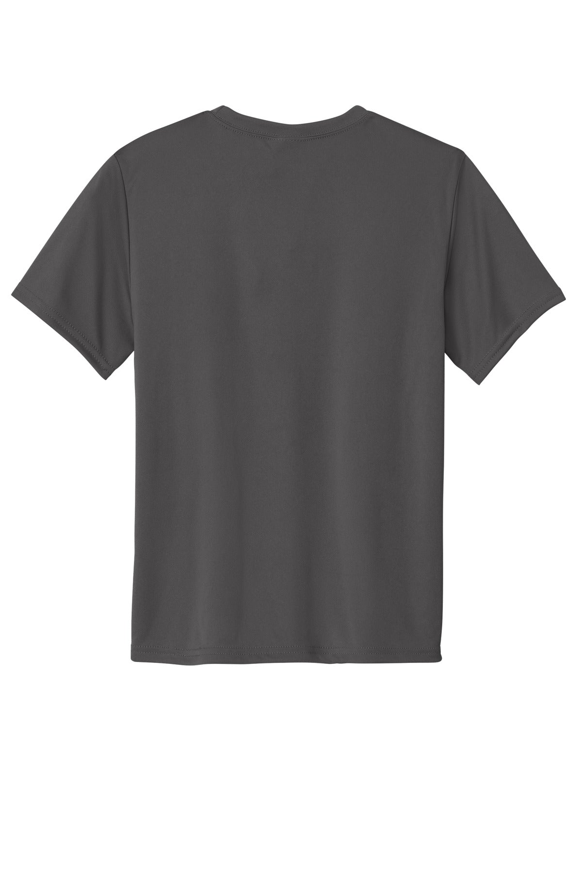 Rear View of Charcoal Port & Co Youth Performance Tee. PC380Y