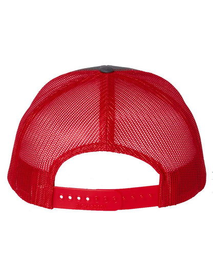 Rear View of Charcoal/ Red Snapback Trucker Cap - 112