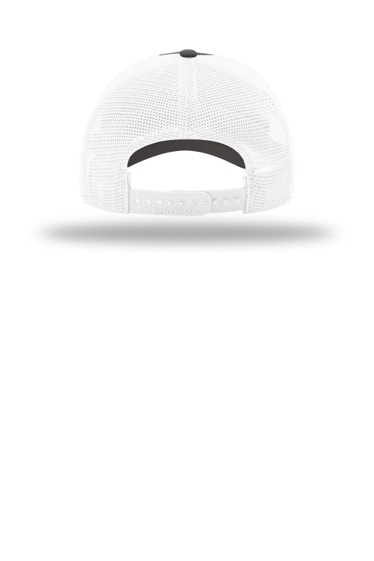 Rear View of Char/White Richardson Garment Washed Trucker 111