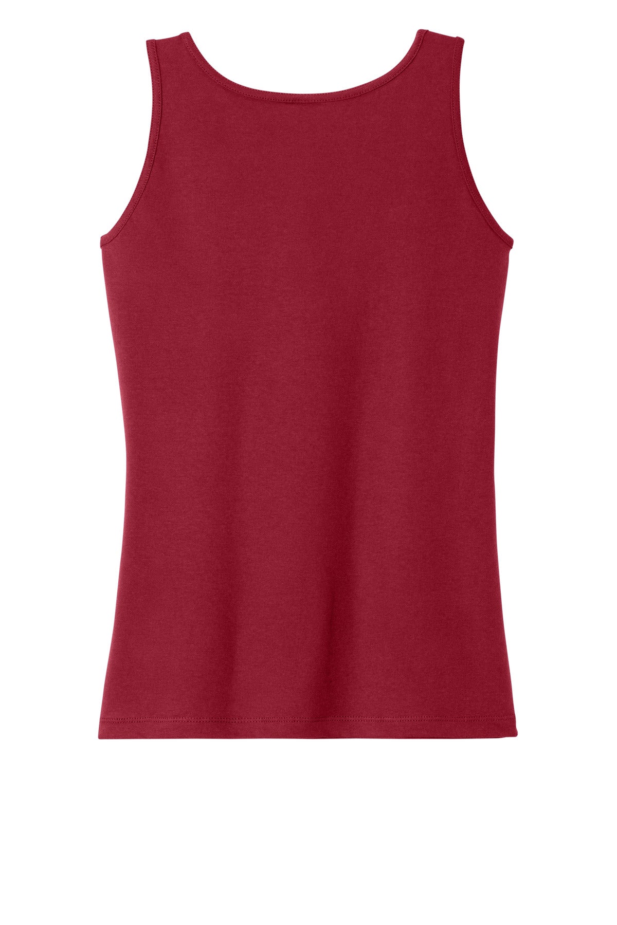 Rear View of Cherry Red Gildan Softstyle Junior Fit Tank Top. 64200L