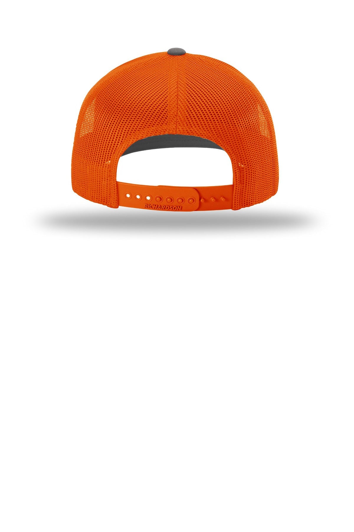 Rear View of Chr/Orange Richardson Trucker Cap 112