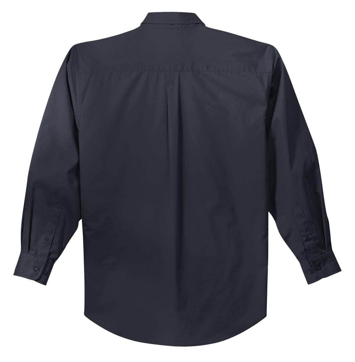 Rear View of Cl Navy/Lt Stn Port Authority Long Sleeve Easy Care Shirt S608