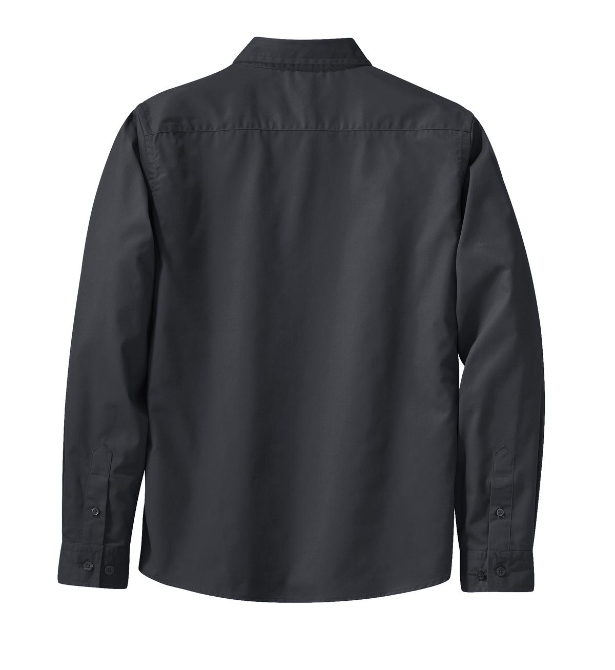 Rear View of Cl Navy/Lt Stn Port Authority Women's Long Sleeve Easy Care Shirt. L608