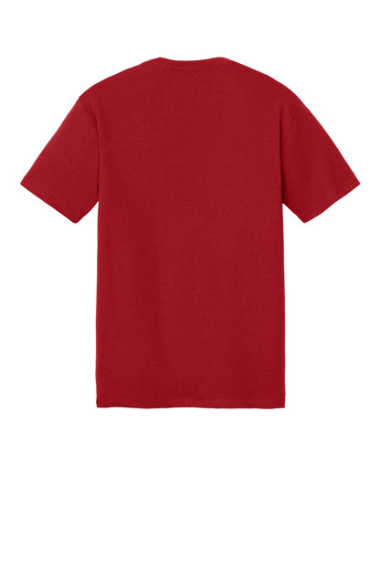 Rear View of Classic Red District Perfect Tri Tee. DM130