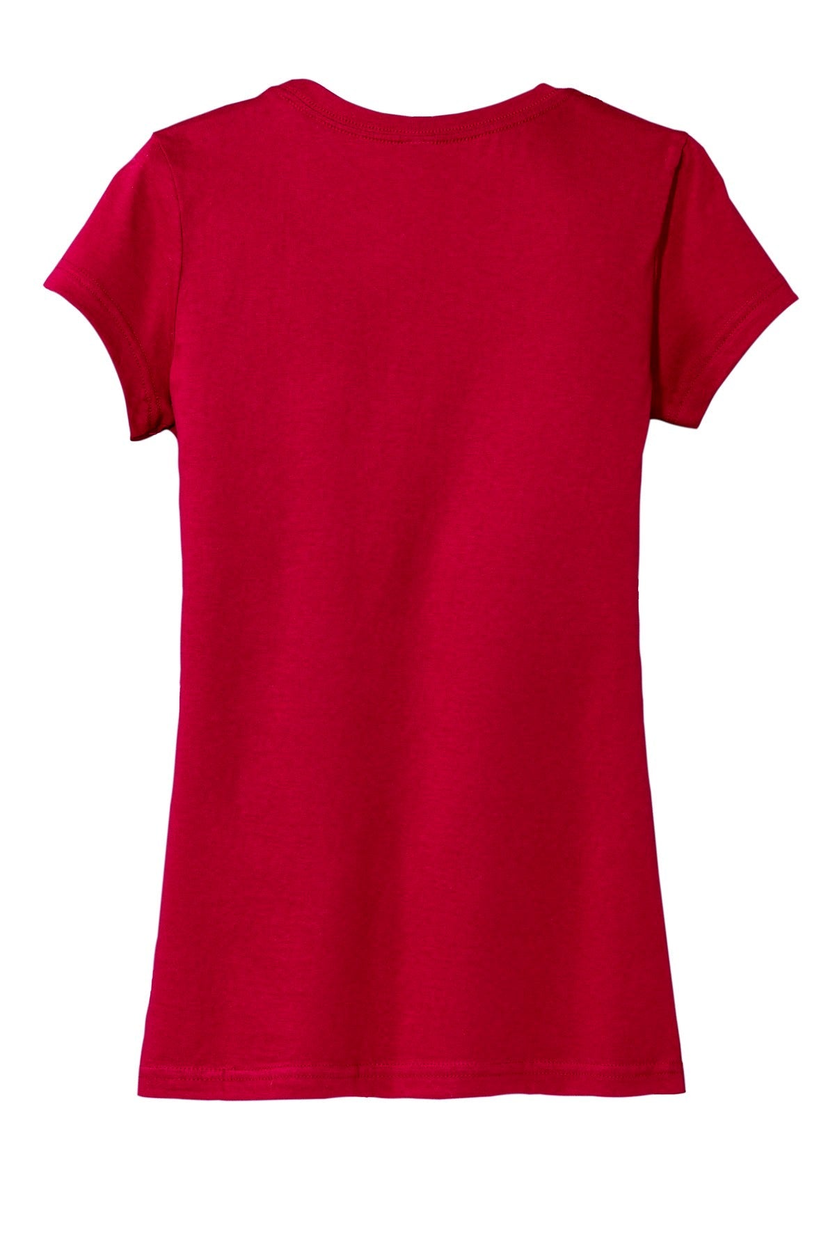 Rear View of Classic Red District Women's Fitted Very Important Tee . DT6001