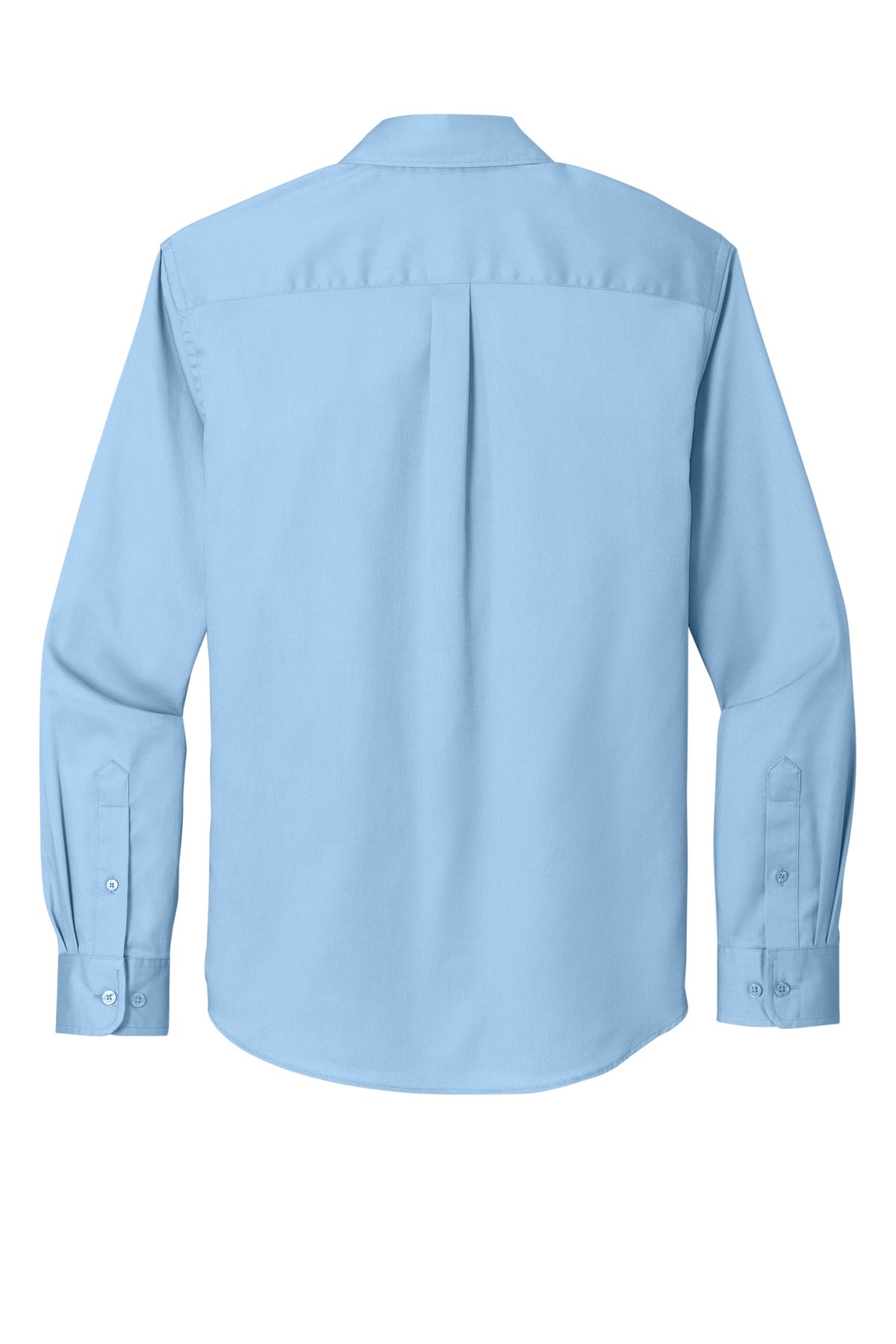 Rear View of CloudBlue Port Authority Long Sleeve SuperPro React Twill Shirt. W808
