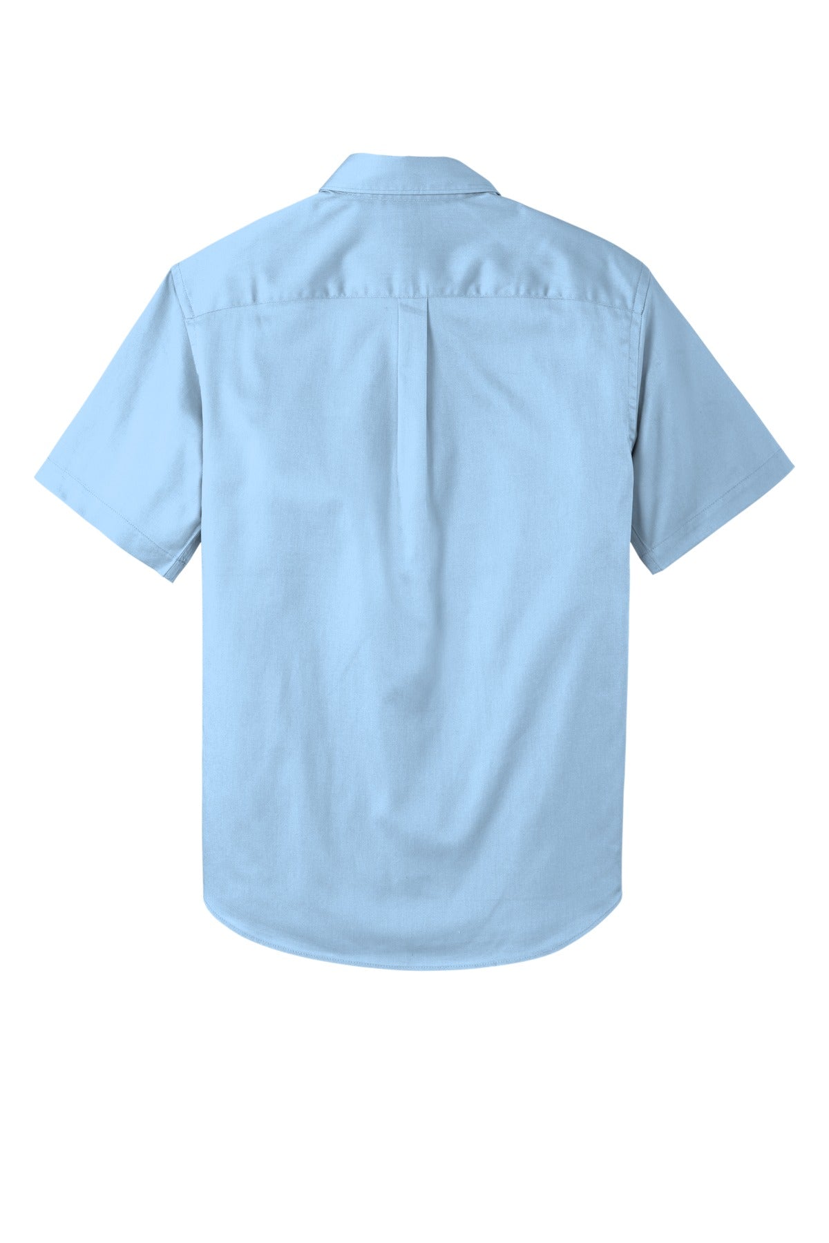 Rear View of CloudBlue Port Authority Short Sleeve SuperPro React Twill Shirt. W809