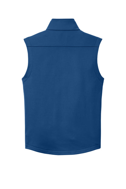 Rear View of CobaltBl Eddie Bauer Smooth Mid Layer Fleece Vest EB2560