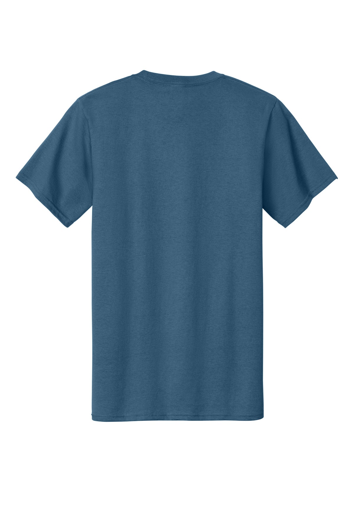 Rear View of Colonial Blue Port & Co Tall Essential Tee. PC61T
