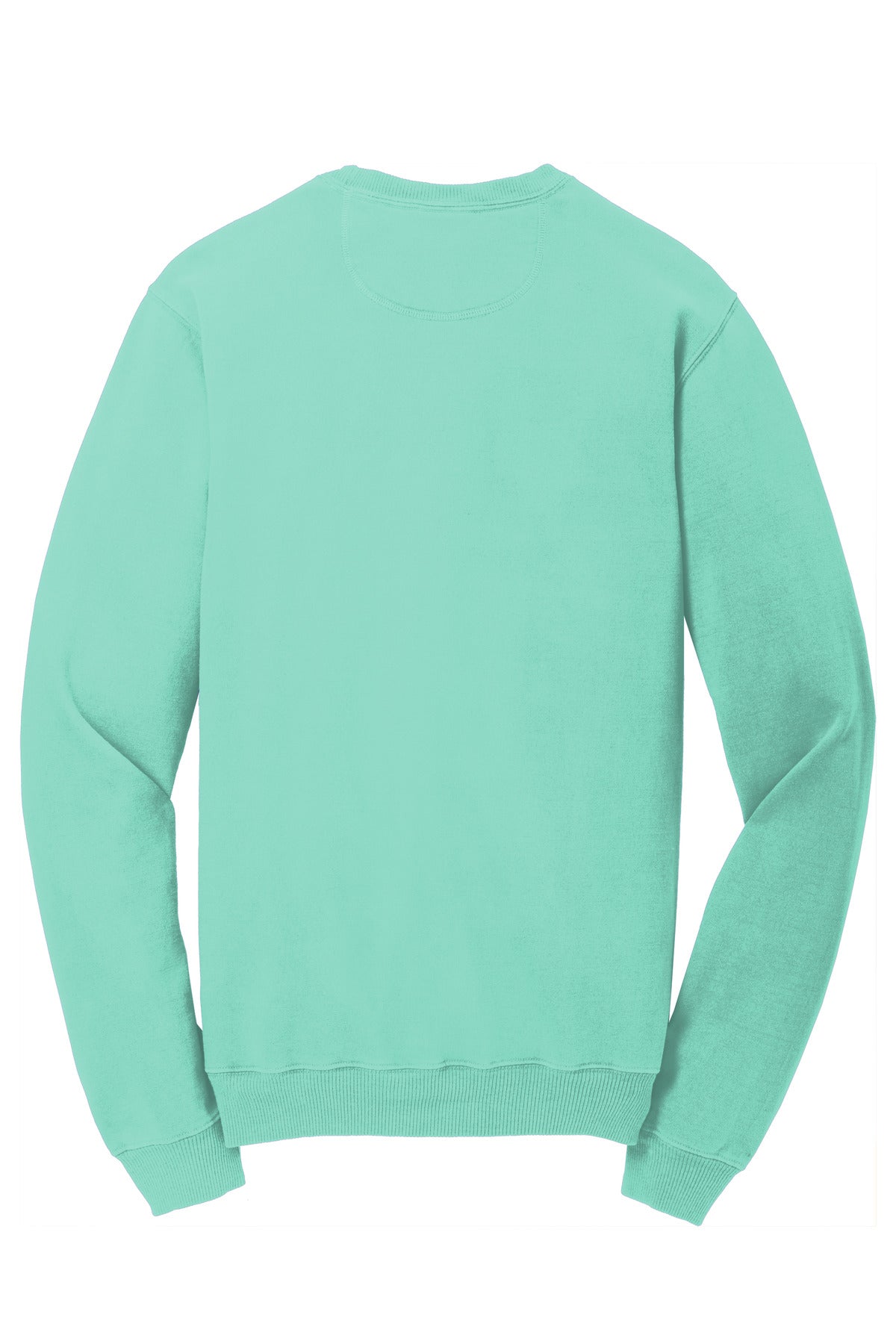 Rear View of CoolMint Port & Co Beach Wash Garment-Dyed Crewneck Sweatshirt PC098