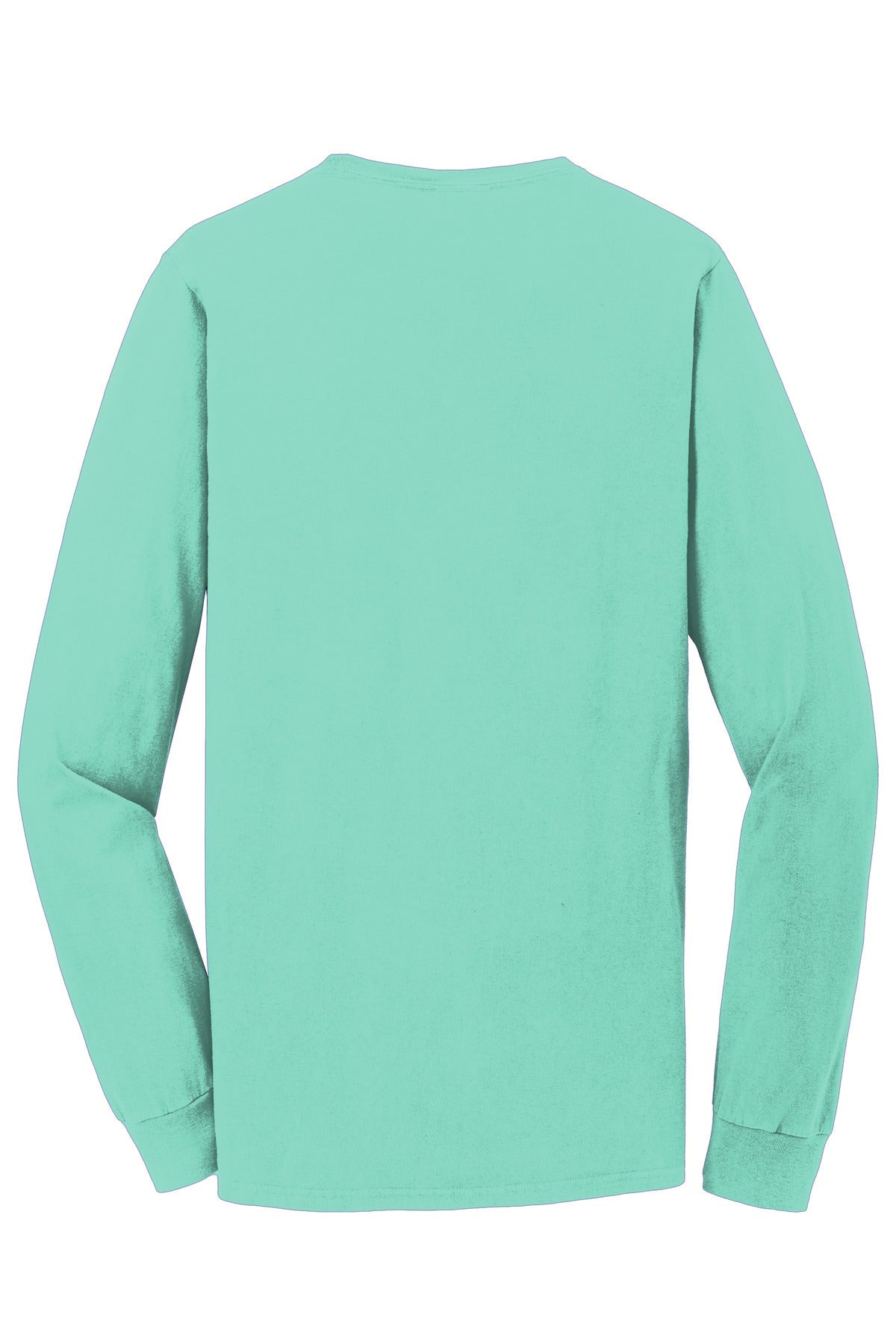 Rear View of CoolMint Port & Co Beach Wash Garment-Dyed Long Sleeve Tee PC099LS