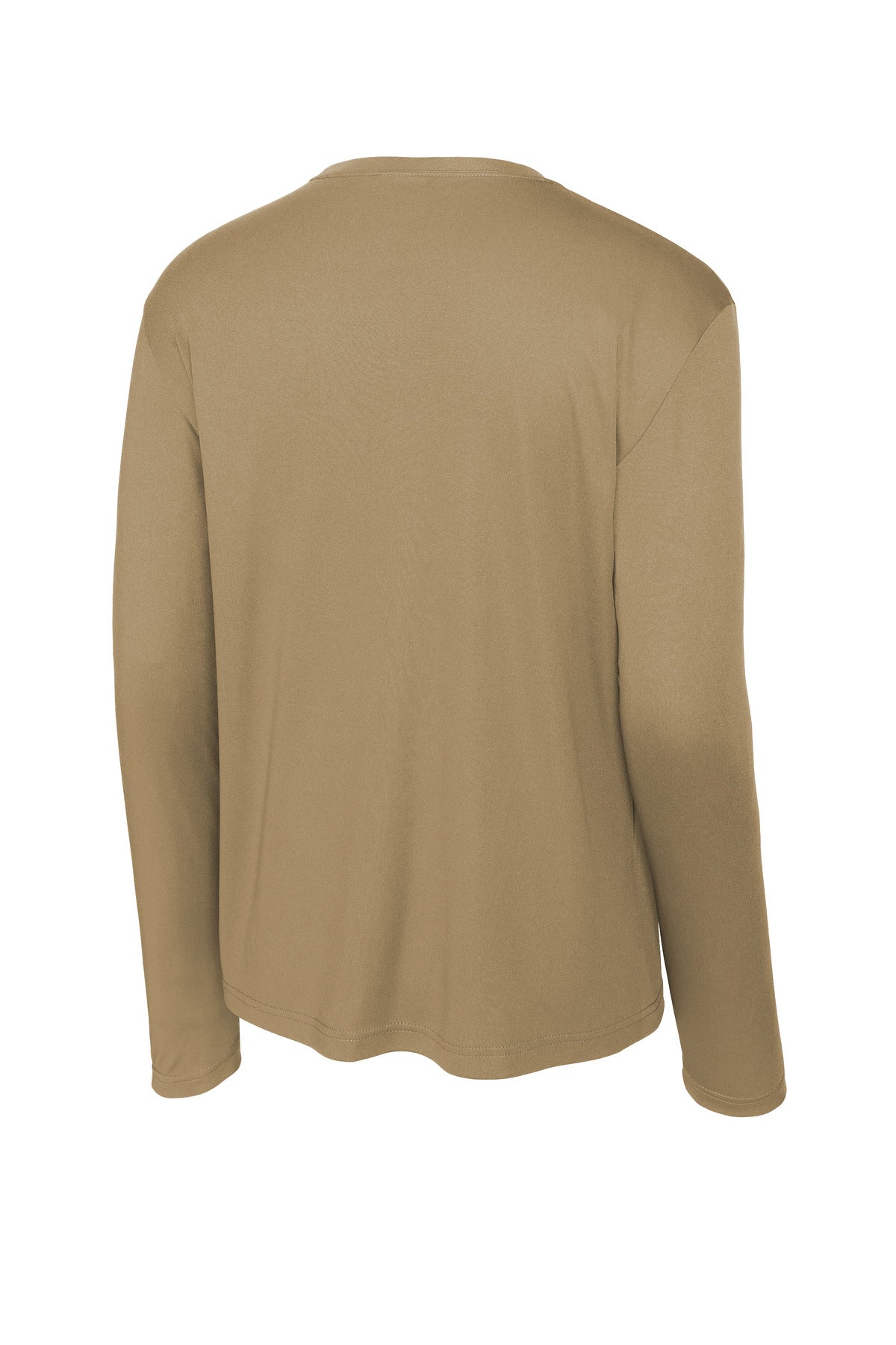 Rear View of Coyote Brown Sport-Tek Long Sleeve PosiCharge Competitor Tee. ST350LS