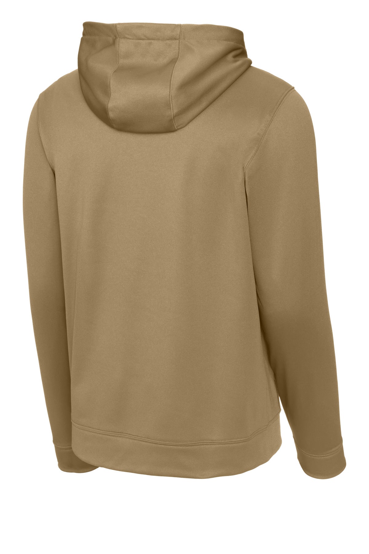 Rear View of Coyote Brown Sport-Tek Sport-Wick Fleece Hooded Pullover. F244