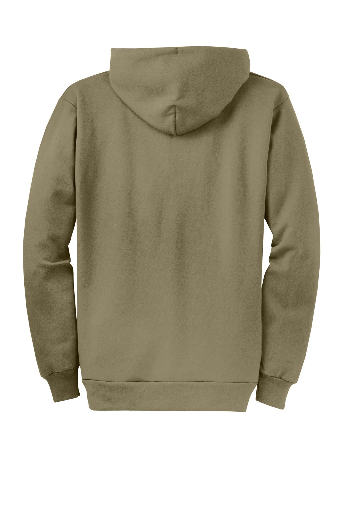 Rear View of CoyoteBrn Port & Co Core Fleece Full-Zip Hooded Sweatshirt. PC78ZH