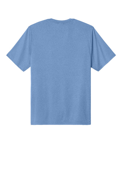 Rear View of CrlnaBlHtr Port & Co Heather Performance Tee PC390