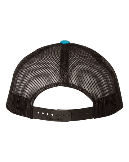 Rear View of Cyan/ Black Low Pro Trucker Cap - 115