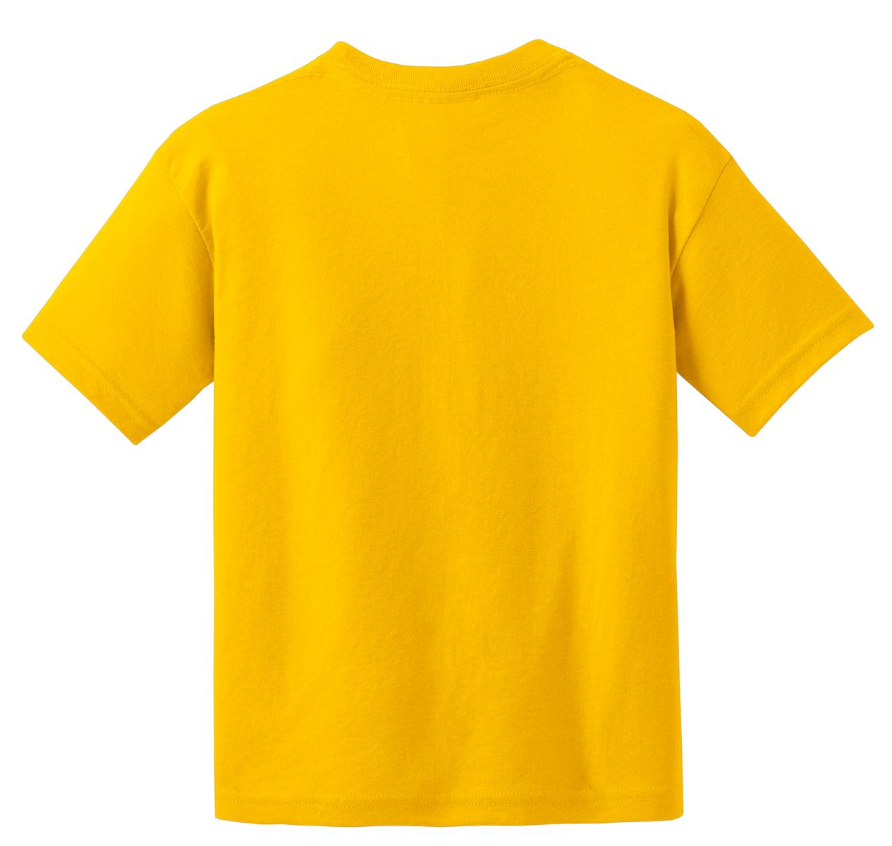 Rear View of Daisy Gildan Youth DryBlend 50 Cotton/50 Poly T-Shirt. 8000B