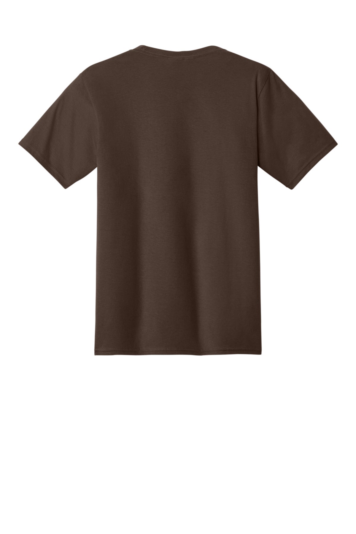 Rear View of Dark Choc Brn Port & Co Fan Favorite Tee. PC450