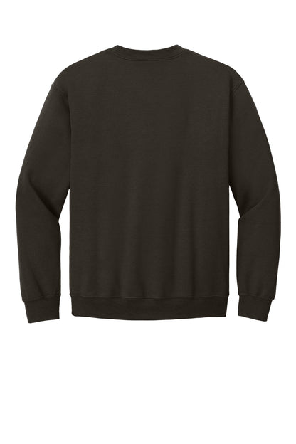 Rear View of Dark Chocolate Gildan Heavy Blend Crewneck Sweatshirt. 18000
