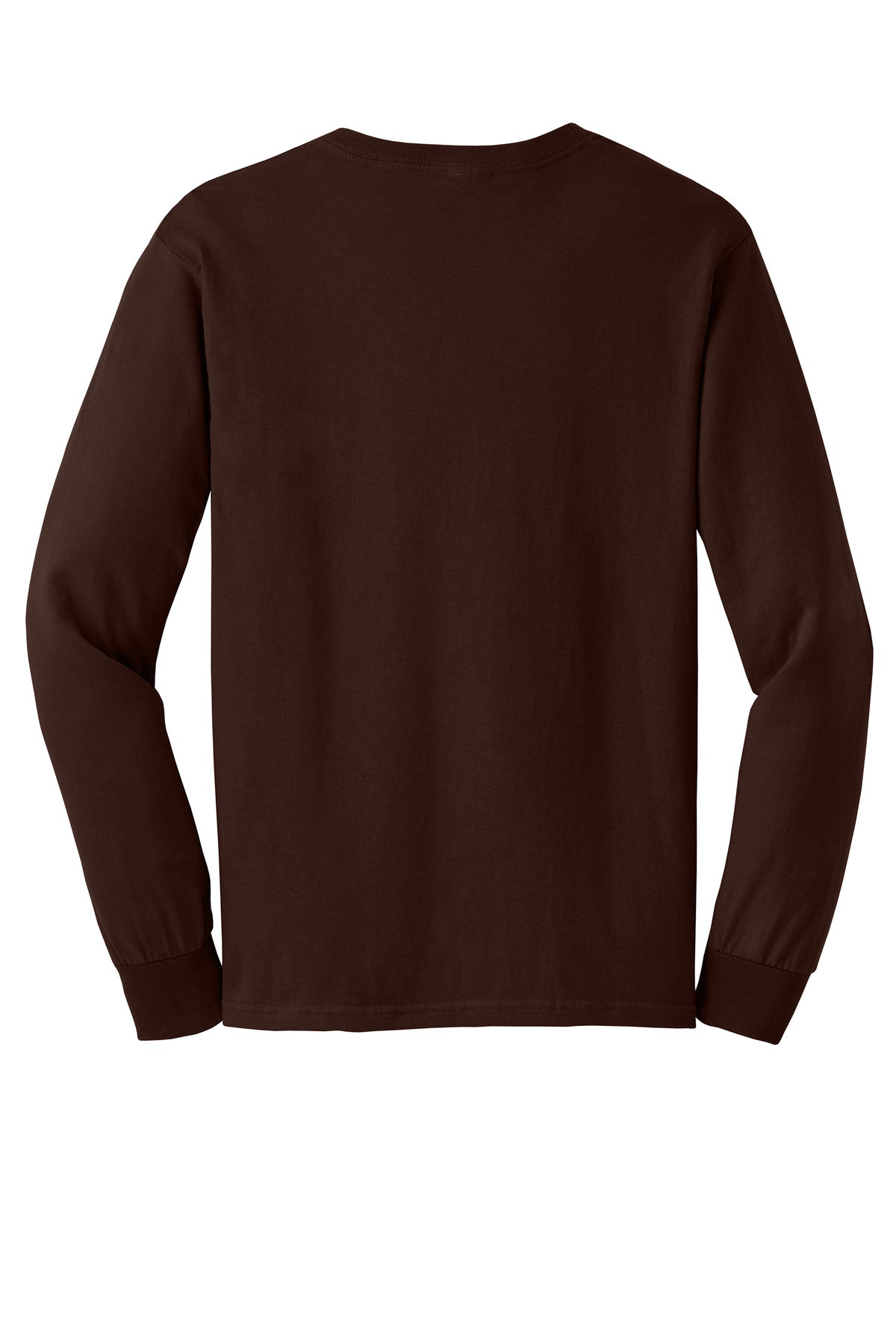 Rear View of Dark Chocolate Gildan - Ultra Cotton 100% US Cotton Long Sleeve T-Shirt. G2400