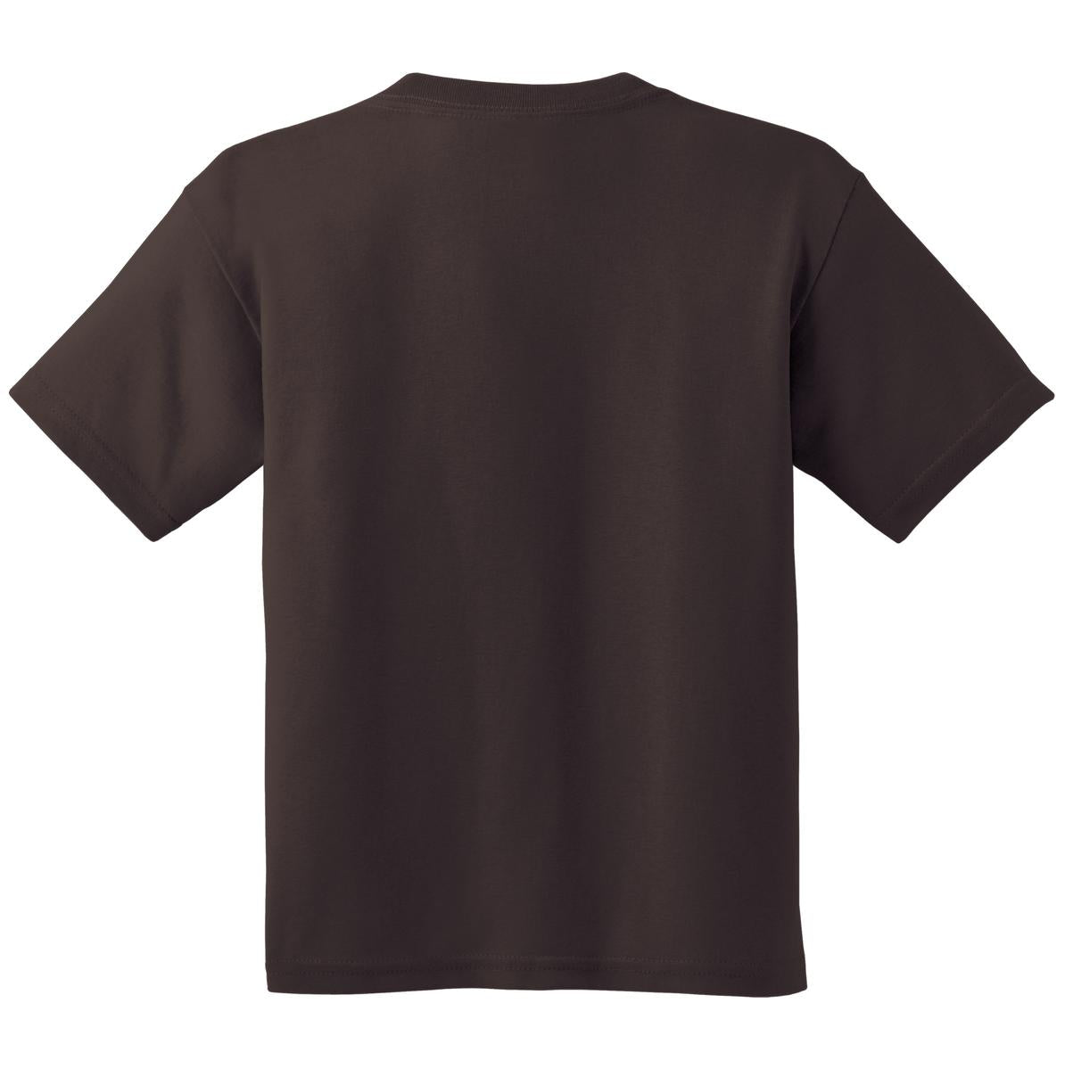 Rear View of Dark Chocolate Gildan - Youth Heavy Cotton 100% Cotton T-Shirt. 5000B