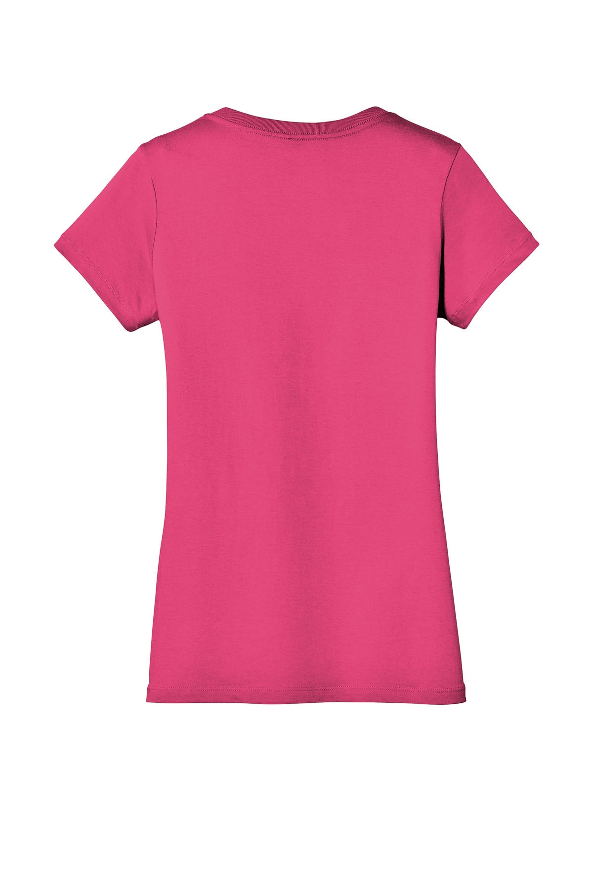 Rear View of Dark Fuchsia District - Women's Perfect Weight V-Neck Tee. DM1170L