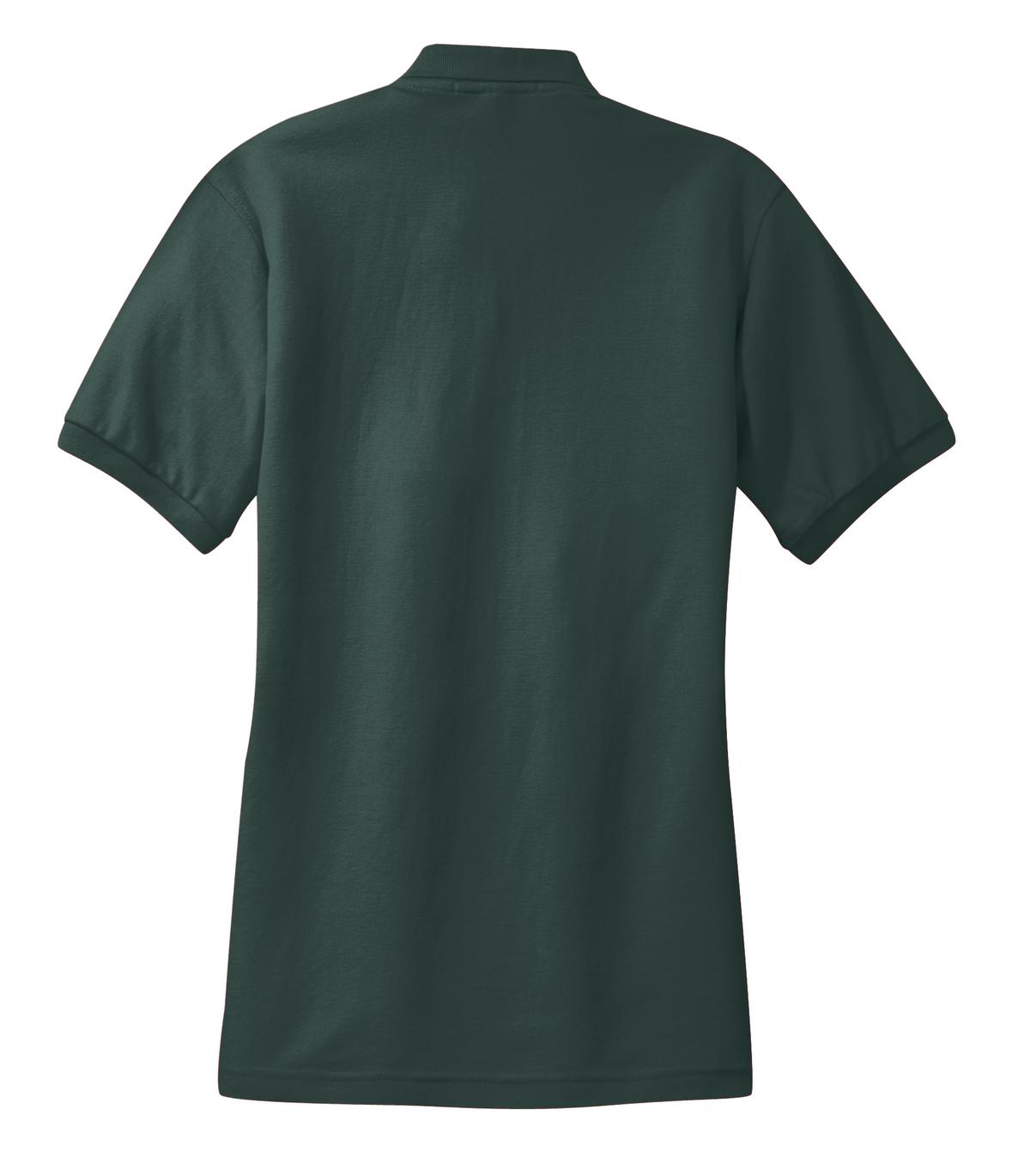 Rear View of Dark Green Port Authority Women's Silk Touch Polo. L500