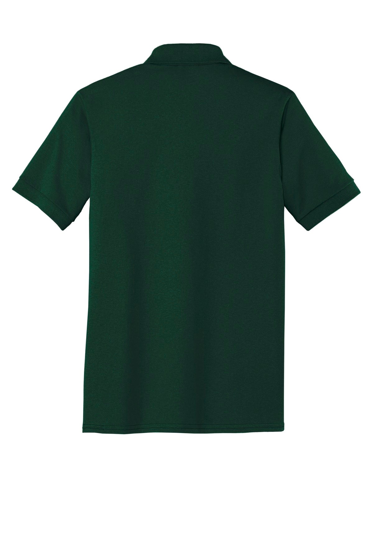Rear View of Dark Green Port & Co Core Blend Jersey Knit Polo. KP55