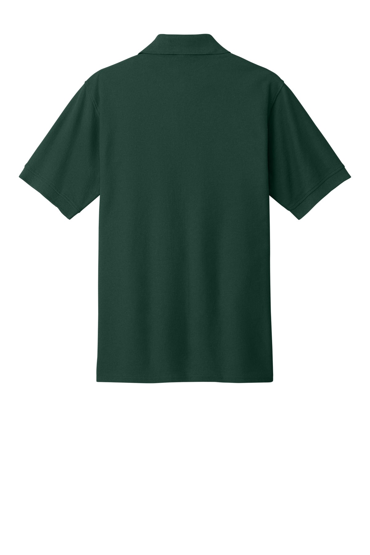 Rear View of Dark Green Port & Co Core Blend Pique Polo. KP155