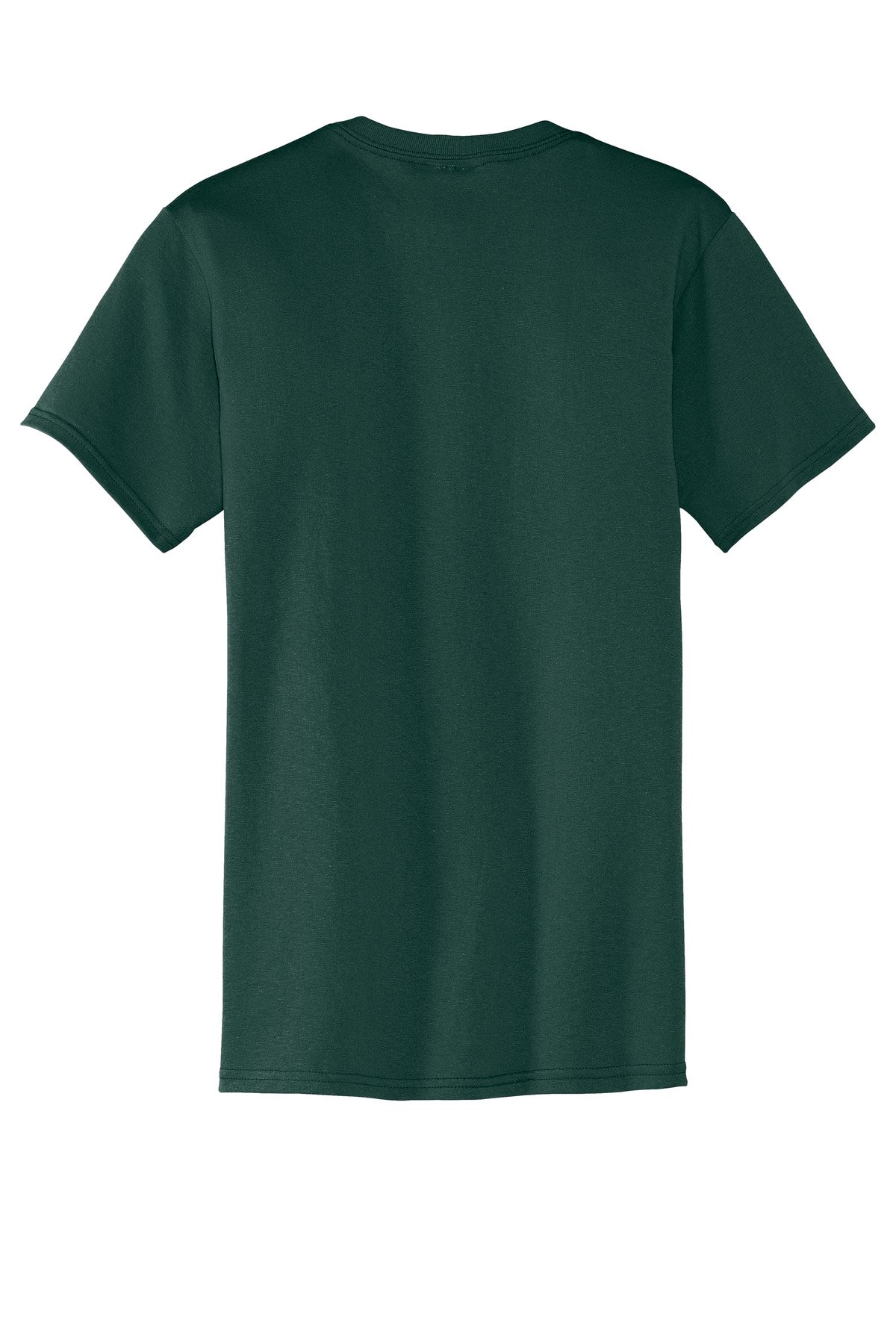 Rear View of Dark Green Port & Co Core Blend Pocket Tee. PC55P