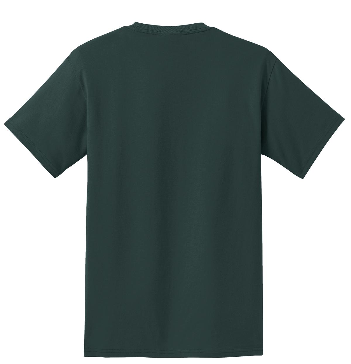 Rear View of Dark Green Port & Co Essential Pocket Tee. PC61P