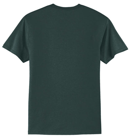 Rear View of Dark Green Port & Co Tall Core Blend Tee. PC55T