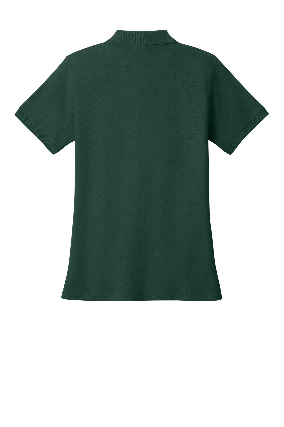 Rear View of Dark Green Port & Co Women's Core Blend Pique Polo. LKP155