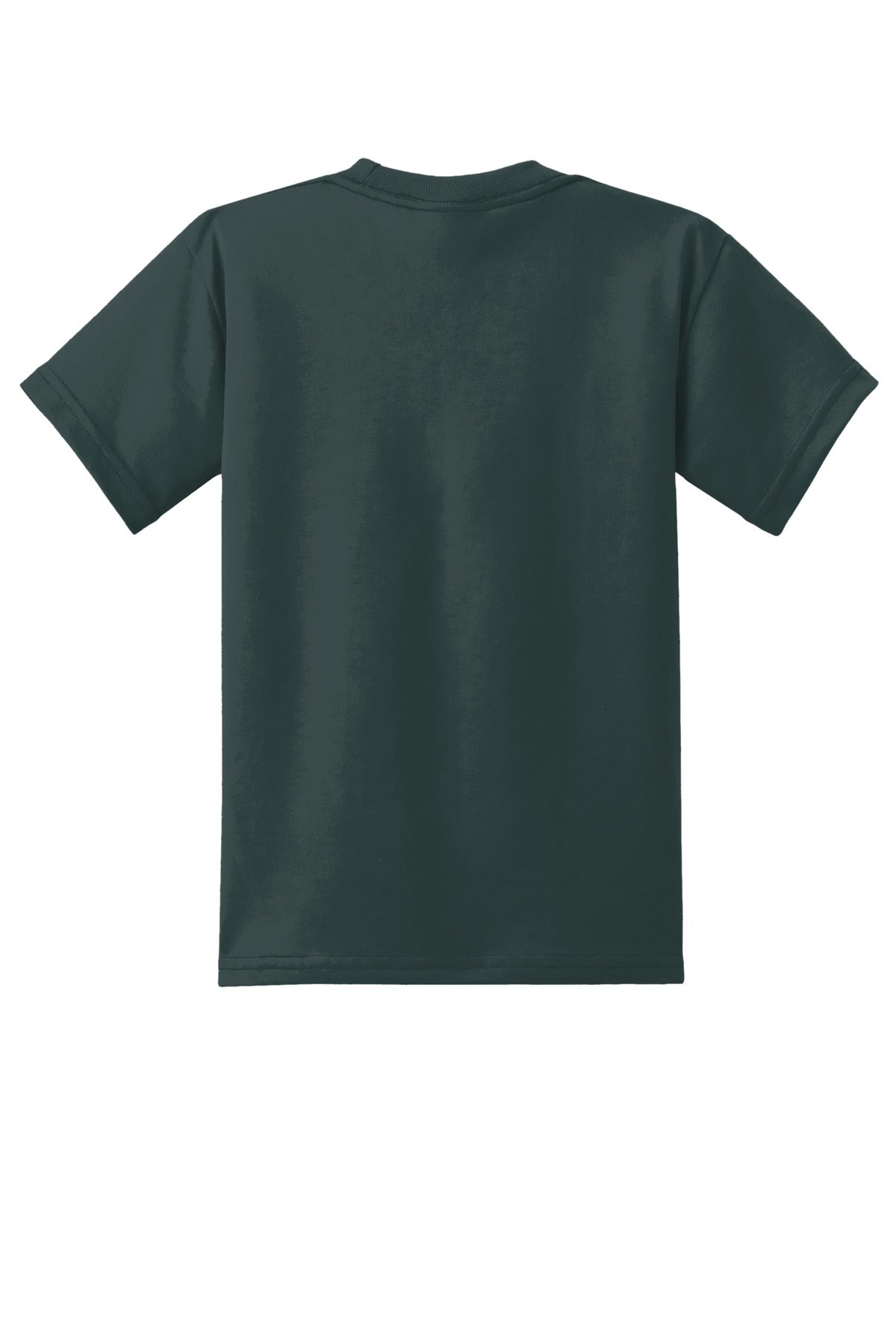 Rear View of Dark Green Port & Co Youth Core Blend Tee. PC55Y