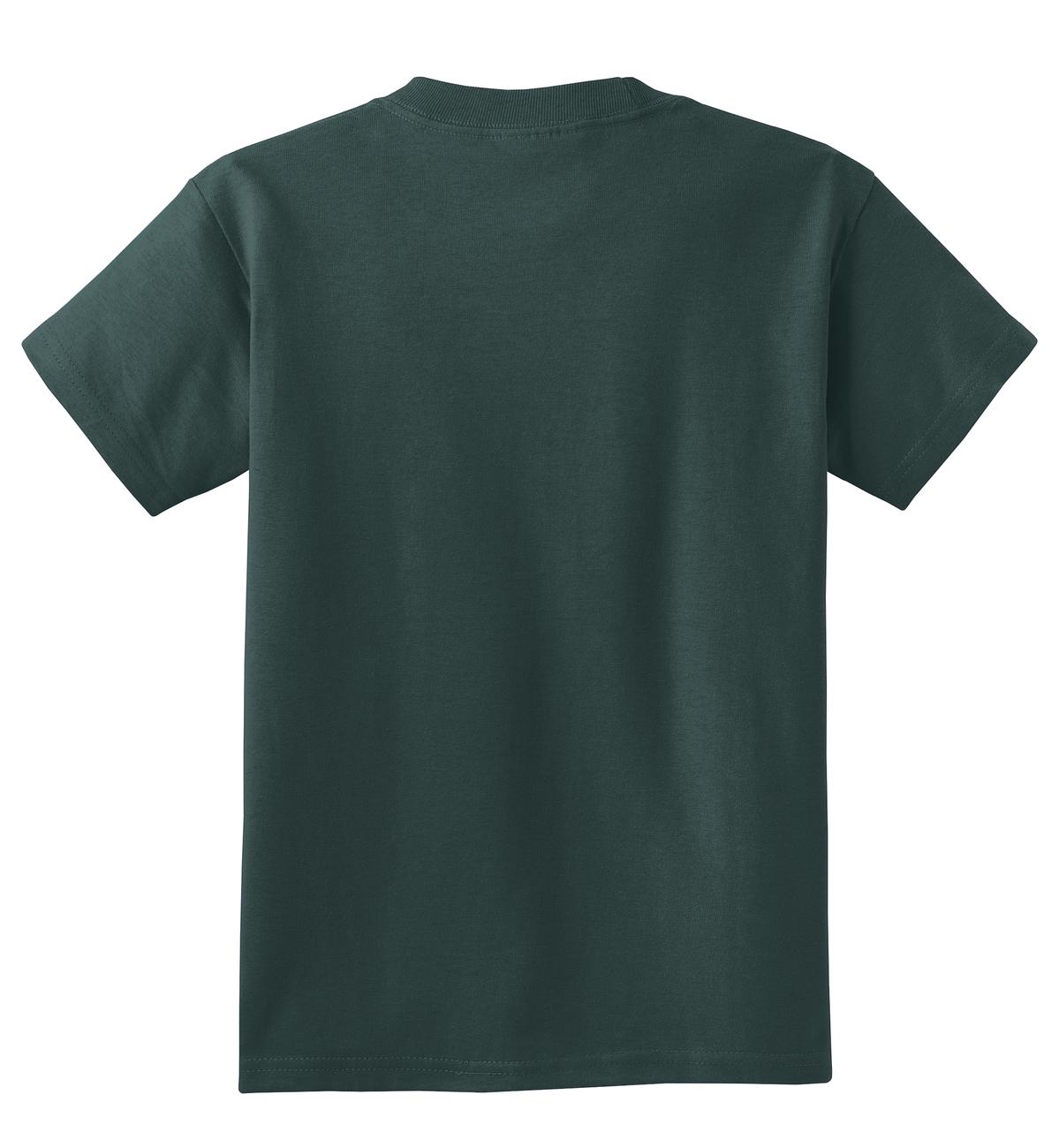 Rear View of Dark Green Port & Co Youth Core Cotton Tee. PC54Y