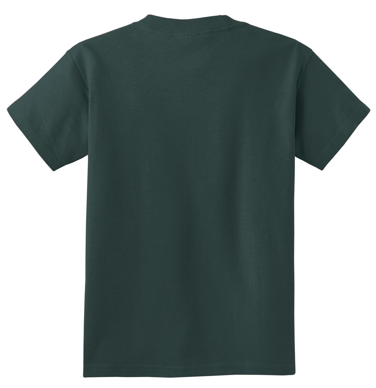 Rear View of Dark Green Port & Co Youth Essential Tee. PC61Y