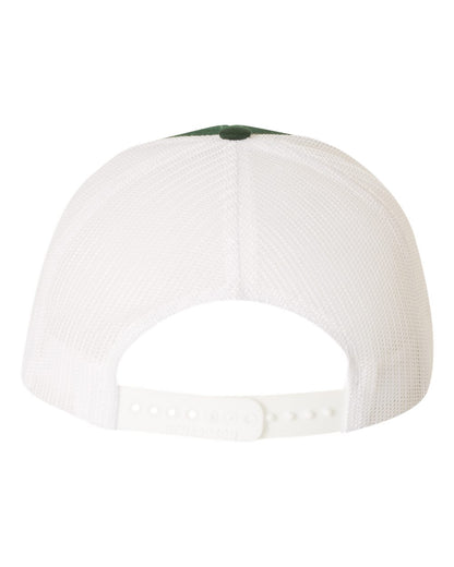 Rear View of Dark Green/ White Snapback Trucker Cap - 112