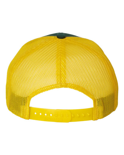 Rear View of Dark Green/ Yellow Snapback Trucker Cap - 112