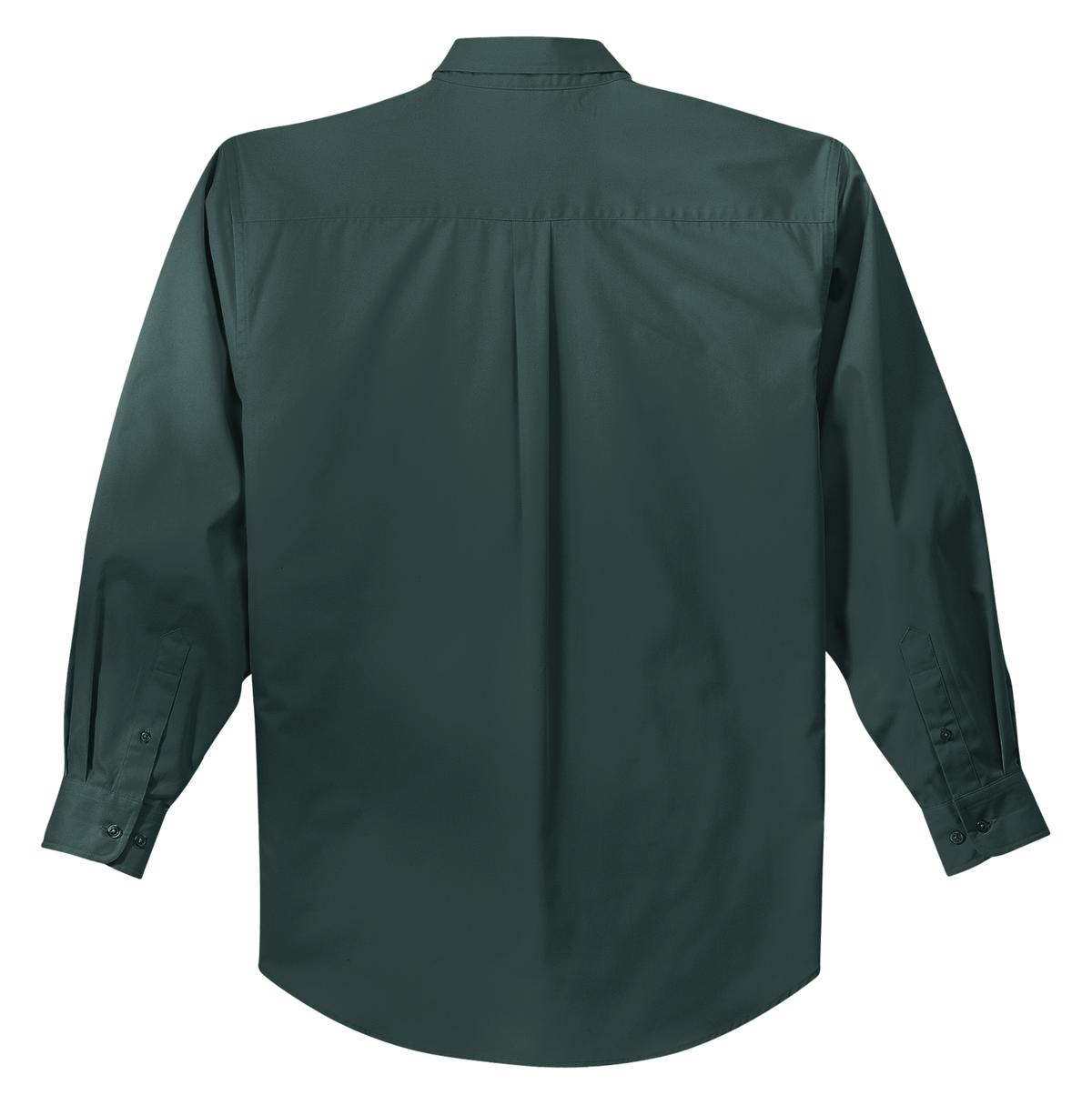 Rear View of Dark Green/Nvy Port Authority Long Sleeve Easy Care Shirt S608