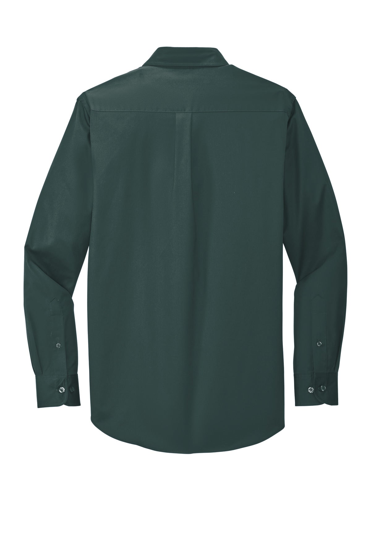 Rear View of Dark Green/Nvy Port Authority Long Sleeve Easy Care Shirt S608