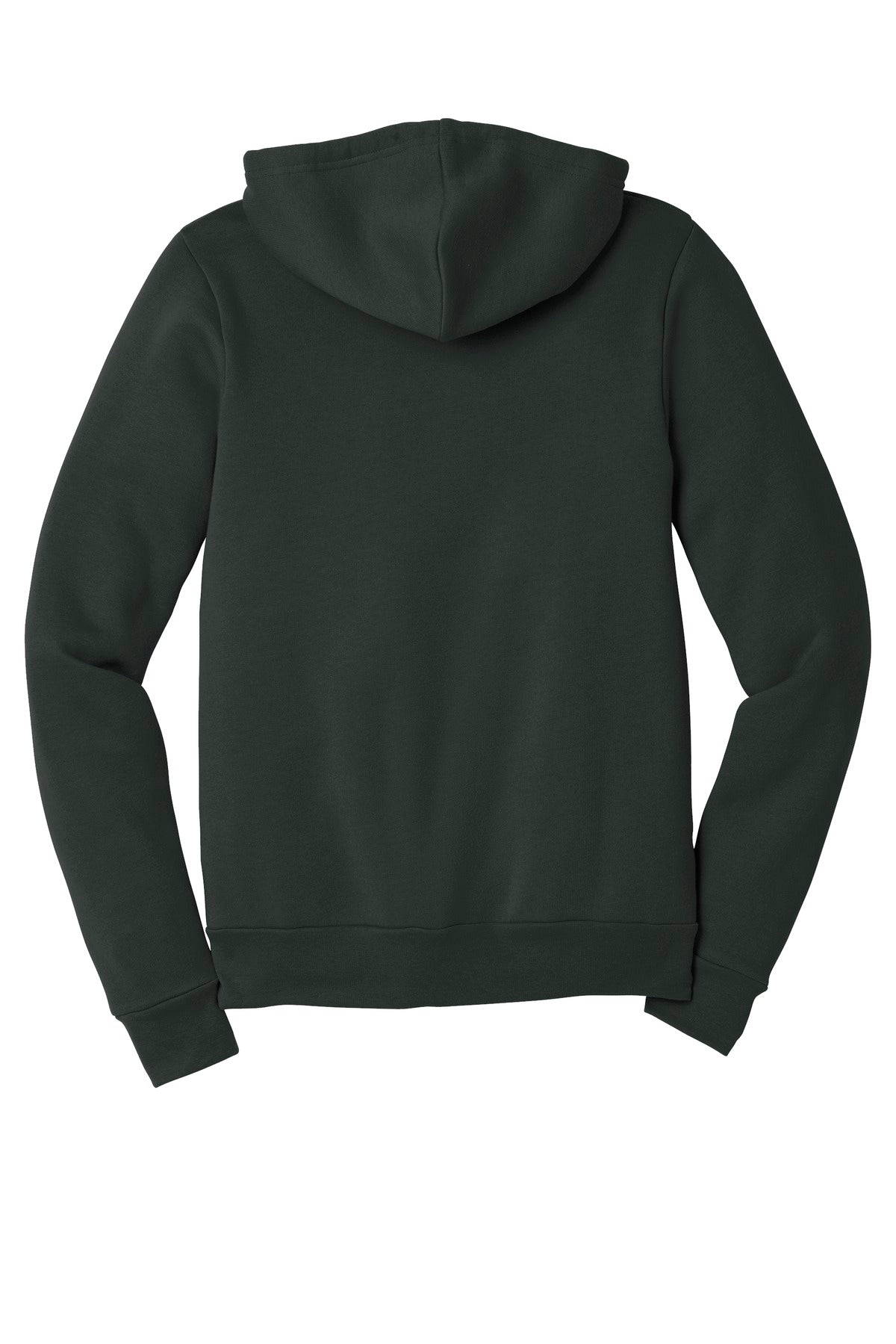 Rear View of Dark Grey BELLA+CANVAS Unisex Sponge Fleece Full-Zip Hoodie. BC3739
