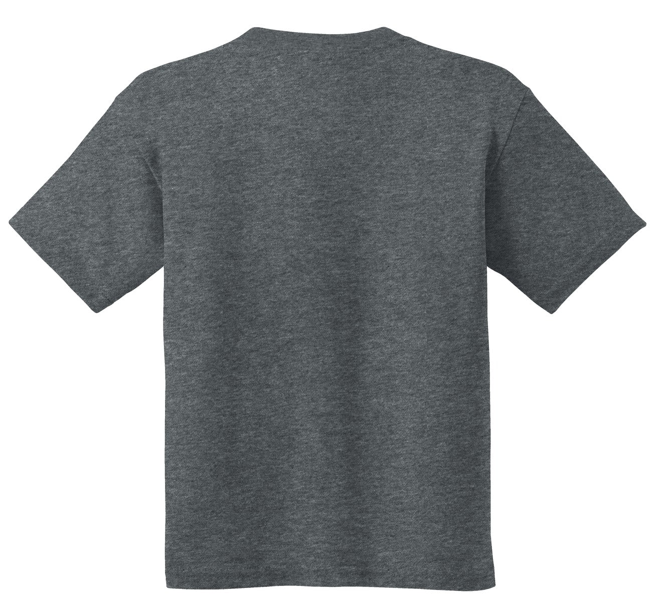 Rear View of Dark Heather Gildan - Youth Heavy Cotton 100% Cotton T-Shirt. 5000B