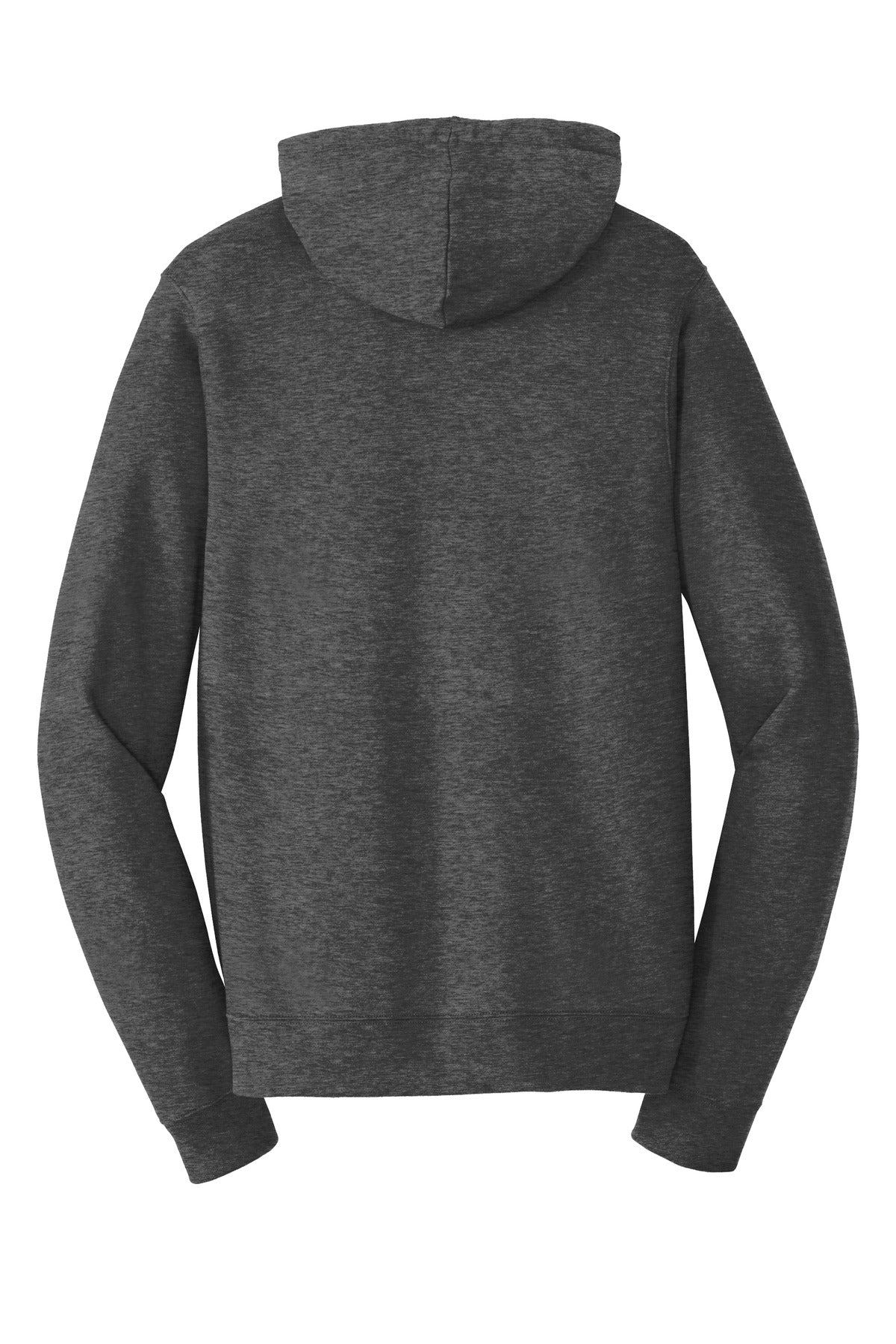 Rear View of Dark Hthr Grey Port & Co Fan Favorite Fleece Pullover Hooded Sweatshirt. PC850H